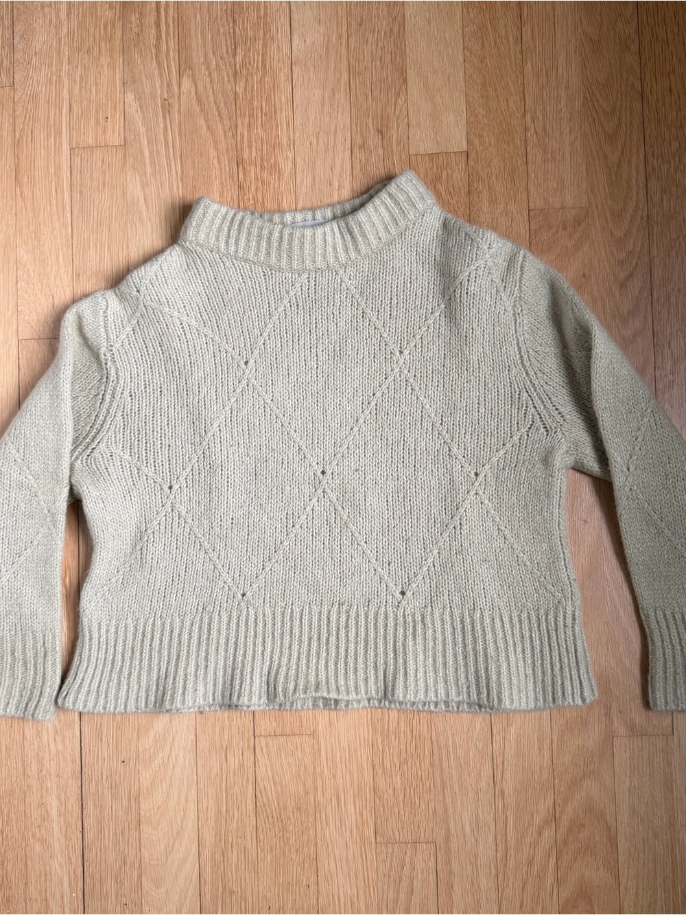 Everlane Cropped Pistachio Knit Diamond-Pattern Sweater